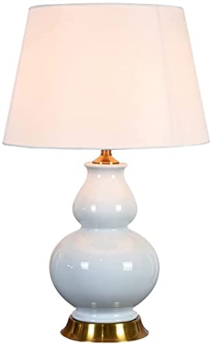 Lampe d'étude simple led chinoise en céramique avec tissu or pour table