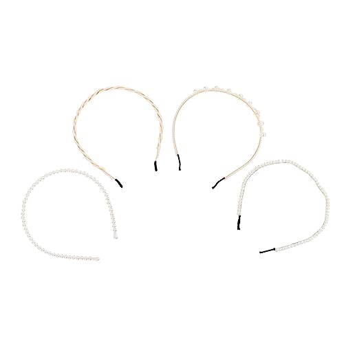 IWOWHERO 4pièces Bandeaux Perles Élégants Pour Filles Accessoires De Mariage Coiffure Créative Et Déco De Tête Plastique Abs Pour Événements Quotidien