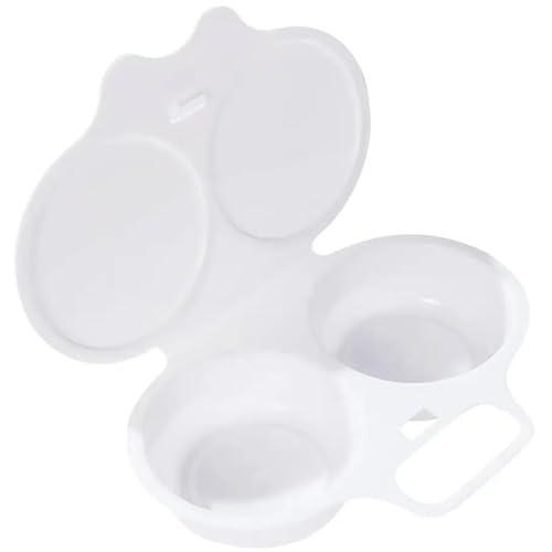 Cozedor de ovos para micro-ondas, 2 cavidades, panela de ovo escalfado antiaderente com tampa, reutilizável para cozinhar em casa