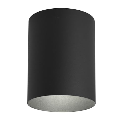 Image of Progress Lighting 5-Inch Cylinder Outdoor Ceiling Light, 1-Light Modern Flush Mount Ceiling Light Fixture, Interior and Exterior Lighting for Home or Porch, Aluminum Construction, Black (P5774-31)