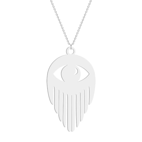 Collier pendentif œil en argent et détails ciselés style vintage