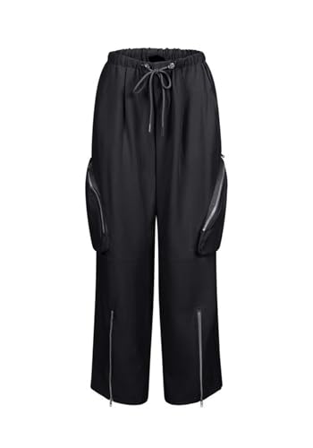 LAJIOJIO Womens Baggy Hiking Pants Casual Y2K Streetwear Zipper Split Loose Cargo Pant with Pockets4