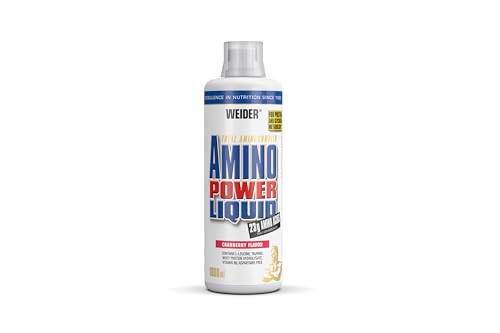 Weider - Amino Power Liquid - Flüssiges Hydrolysiertes Protein - Aminosäuren - 23g Protein pro 45 ml für Muskelaufbau - Mit L-Leucin, Taurin, Vitamin B6 - 1 Liter - Cranberry