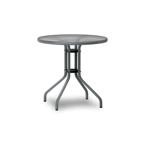 ALFORDSON Outdoor Dining Table Round, Garden Patio Furniture with Patio Desk for Outdoor Chairs, Indoor Bar Table for Patio, Garden, Lawn, Balcony and Swimming Pool Side, R60*70cm, Grey
