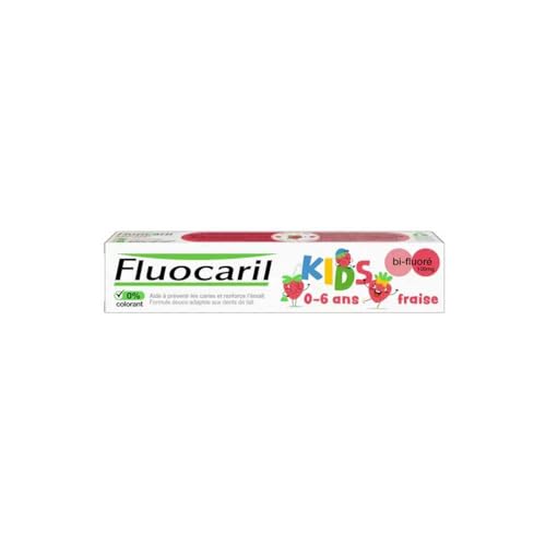 Fluocaril Kids - Bi-Fluoré 100 mg Pasta Dentífrica Anticaries Sabor Fresa - Esmalte Reforzado, Fortalece los dientes de leche, Eficacia Clínicamente Probada - 75 ml
