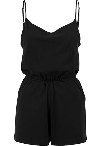 Combi-short femme noir à fines bretelles Urban Classics en coton fluide