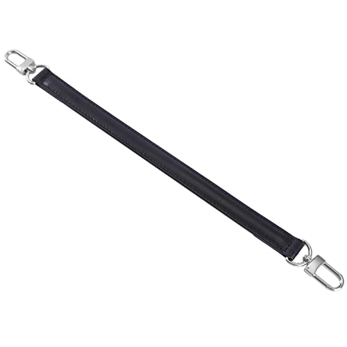 Image of Genuine Leather Plain Strap Replacement Top Handle Leather Strap for Handbag (Black-Silver Lock, 14.5 in)