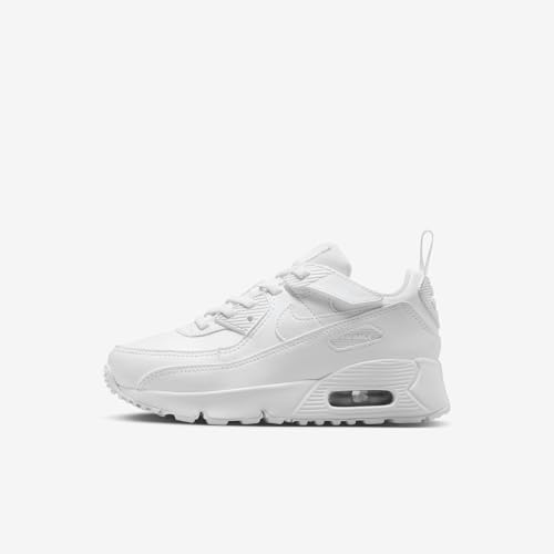 Nike Air Max 90 EasyOn Little Kids' Shoes (HF6357-102, White/Metallic Silver/White/White) Size 10
