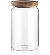 Labina Glass Storage Container Airtight Food Jars Kitchen Canister with Wood Lids, 33 Oz Wide Mou...
