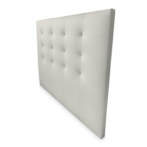 amuéblate online, Cabecero Modelo Dinamarca Acolchado, Tapizado en Polipiel de Alta Gama, Medidas: 105 x 120 cm (para Cama de 90 y 105) Blanco
