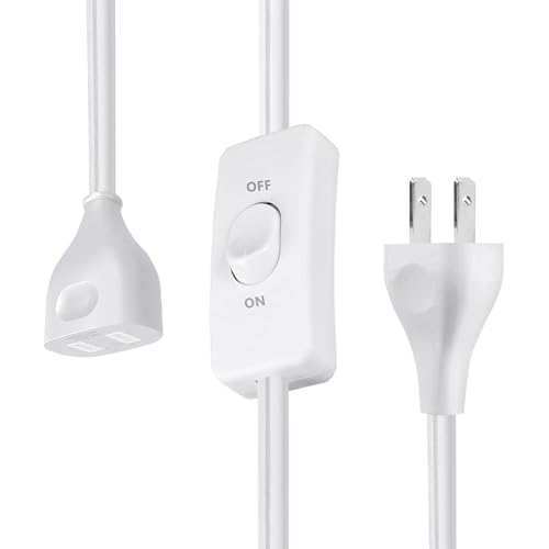 [UL Listed] White Extension Cord with Switch On/Off 6FT Indoor Power Cord 2 Prong Polarized Plug 120V 150W Insulated & Flame Retardant UL Listed