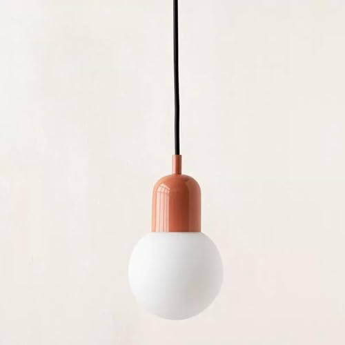 Lámpara de techo colgante con vidrio difusor rosa para luz suave en comedor