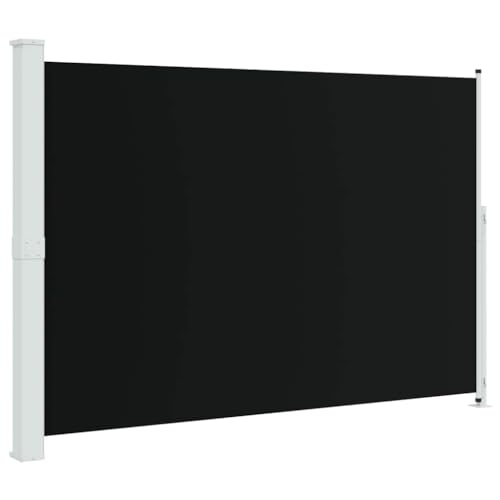 Store latéral rétractable 140x600 cm gris et noir pour terrasse