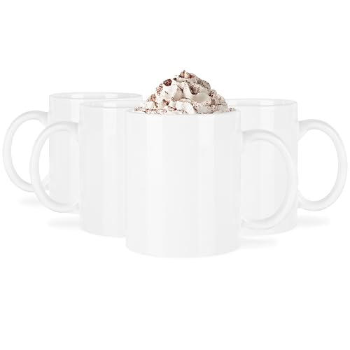 Glasmark KROSNO 1992 Lot de 4 tasses en céramique 300 ml Tasse à café Tasse à café Tasse à thé Passe au lave-vaisselle Blanc Rita