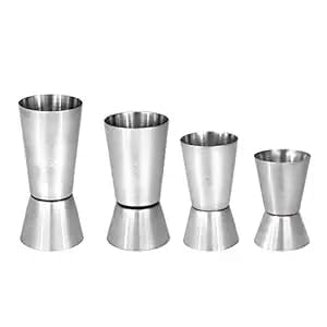 Aquasleri Stainless Steel Tall Peg Jigger Shot Glass Set | Double Side Drink Measuring Bar Tool(15-30ml, 20-40ml, 25-50ml, 30-60ml) | Set of 4 Bar Jiggers for Cocktails-image-49