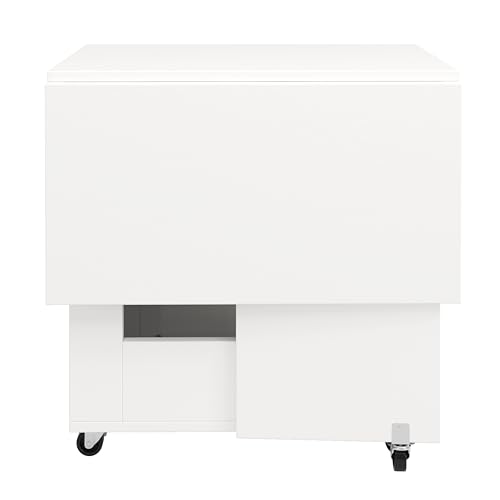 Îlot de cuisine avec table pliante 2-en-1 et buffet pour petits espaces