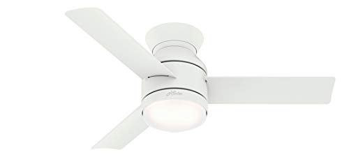 Best Deal Product Hunter Dublin Low Profile Indoor Ceiling Fan with LED Light and Remote Control, 44", Matte White