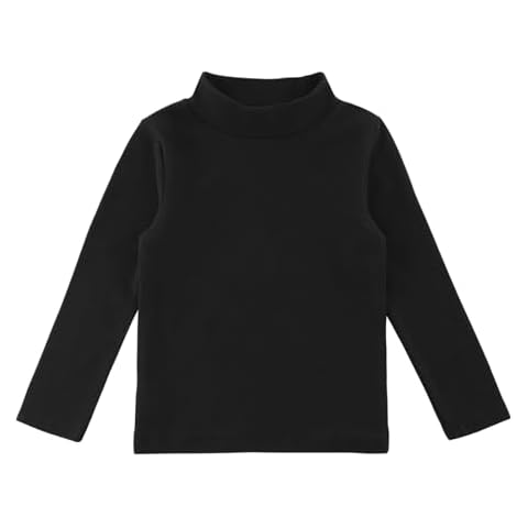 GLEAMING GRAIN Boys Girls Soft Cotton Long Sleeve Turtleneck Shirts Solid Color Autumn T-Shirt for Kids 2T-8 Years Cover
