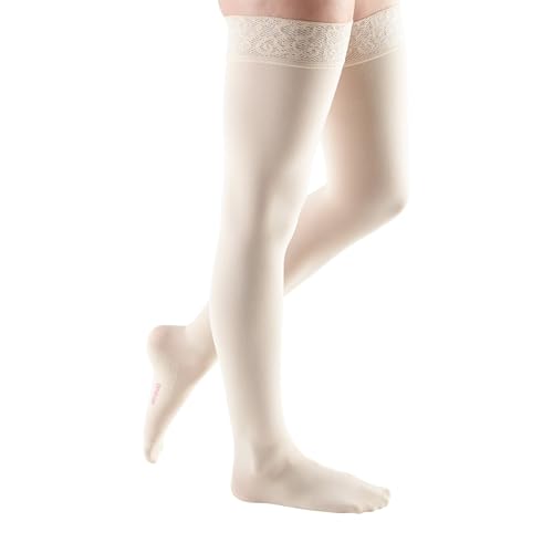 Image of mediven comfort for women, 15-20 mmHg, Thigh High Compression Stockings w / Lace Top-Band, Closed Toe