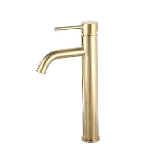 Robinet de lavabo monotrou à commande fluide avec finition or brossé anti-trace