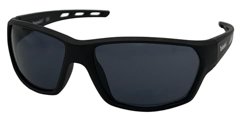 Timberland Mens Rectangle Matte Black Plastic Sunglass, Smoke Lens TB7236 2A
