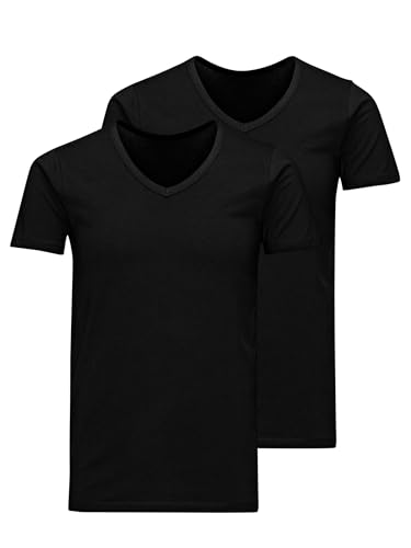 JACK & JONES Herren Jacbasic V-neck Tee 2 Pack T Shirt, Schwarz, XXL EU – Ansicht 1