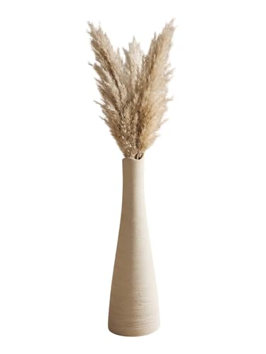 GILDE Deko Vase Bologna - Große Bodenvase aus Keramik - für einzelne Blüten Gräser - Dekoration Blumenvase Geschenk Geburtstag Hochzeit - Creme Farben Höhe 41 cm