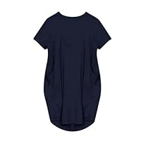 GIJMZY Robe Femme Robes décontractées Amples à Manches Courtes for Femmes de Grande Taille(Blue,S)