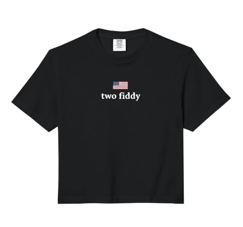 Two Fiddy 2 Fiddy 250th Anniversary 4th of July Patriotic Comfort Colors Crop Top