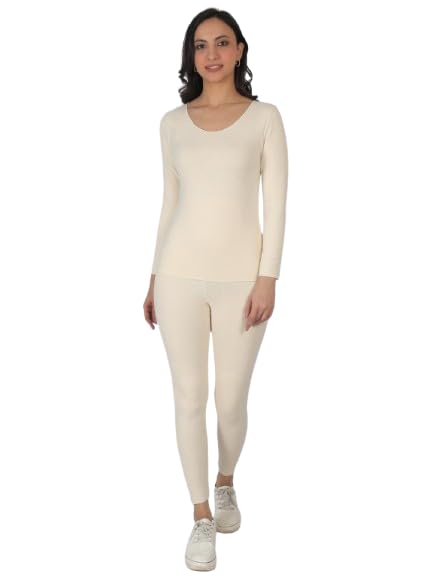 Women's Fur Fleece Inside Round neckwith Full Sleeves Thermal Set Premium Range for Very high Warmth Size XS to XL