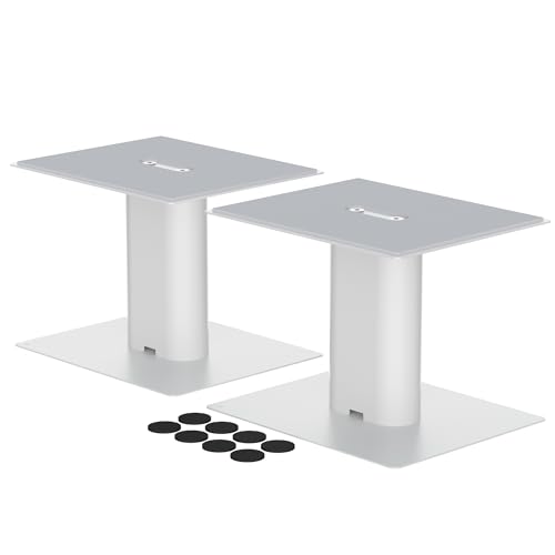Suptek 7.9 x 6.5 Desktop Speaker Stands Pair for Bookshelf & Desktop Speakers 6.1 Height Sturdy Base for Studio Monitors PC Gaming & Home Audio White SDM003MW