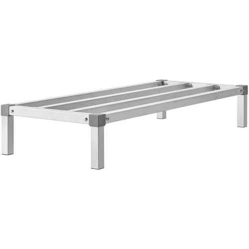 Happybuy Aluminum Dunnage Rack, 48” x 20” Commercial Food Floor Rack, 8” Off the Floor, 1000 lbs Capacity All-Welded Aluminum Storage Rack for Restaurants, Kitchens, Garages & Vehicles