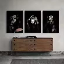Ensemble de 3 affiches sur toile chimpanzé abstrait 70 x 100 cm - 2