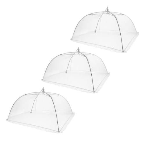 Gadpiparty 3 Piezas Cubierta de Malla Plegable para Platos Blanca Protección contra Insectos y Polvo para Cocina y Exteriores