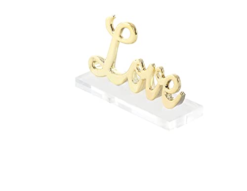 Deco-79-Aluminum-Love-Decorative-Sign-with-Acrylic-Set-of-2-6W-3H-Gold