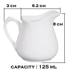 Image of White Bone China 380 ml Gravy Pot with 125 ml Creamer of 2, for Serving Milk, Gravy, Tea,and Coffee (Medium)