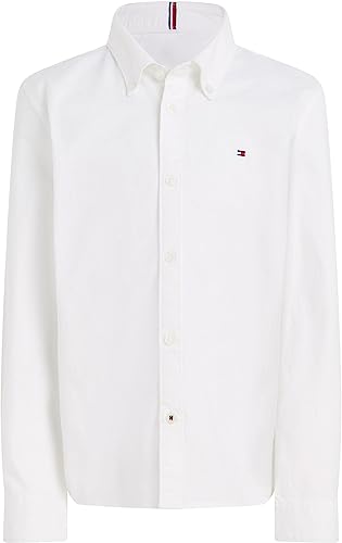 Tommy Hilfiger Jungen Hemd Oxford mit Stretch, Weiß (White), 12 Jahre