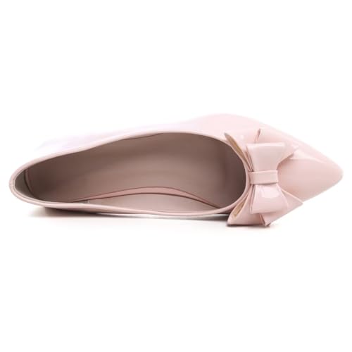 Hee grand Women Classic Pointed Toe Slip-On Ballet Shoes Cute Bow-Knot Patent Leather Flats Comfort Work Shoes Fashion Dress Shoes 5