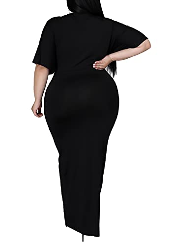 Sexy Plus Size Maxi Dress for Curvy Women V Neck Short Sleeve Wedding Guest Dress Party Dress3