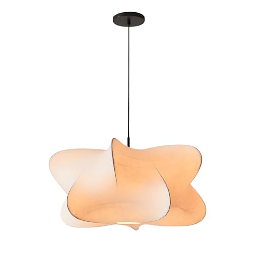 Lámpara colgante de seda grande de 15,7 pulgadas, lámpara de araña blanca de una sola cabeza, accesorio de iluminación de techo colgante costero para sala de estar, comedor, dormitorio, restaurante,