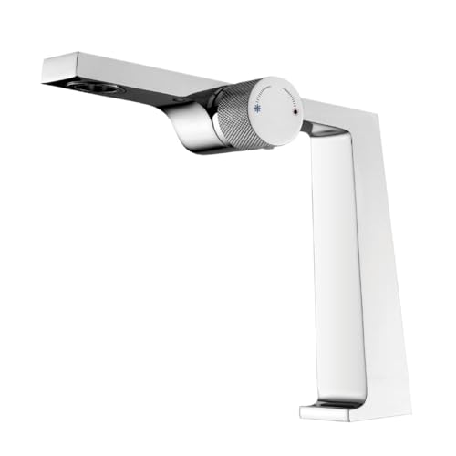 軽くて高級なブラッシュゴールド真鍮の浴室用蛇口、クリエイティブなノブスイッチデザイン、シングルハンドルの冷水と温水のデュアルコントロール洗面用蛇口(Chrome,G3/8)