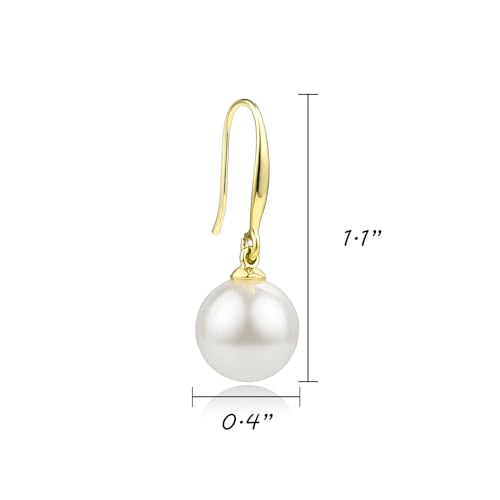 14K Gold Plated Shell Pearl Drop Earrings Dangle Pearl Earrings for Women 6