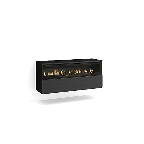 Skraut Home | Cheminée électrique LED | Effet Flamme | 102x45x35cm | 1 Ouverture, 1 Porte | Cheminée électrique | Suspendu, Mural | Style Moderne | Noirs