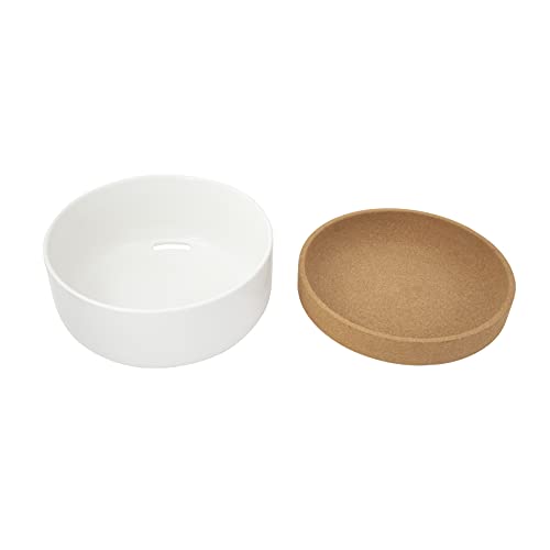 Image of Kamenstein 2 Compartment Large Bowl Extends Produce Freshness, 11 x 11 x 6 Inch, Natural Cork and White Ceramic