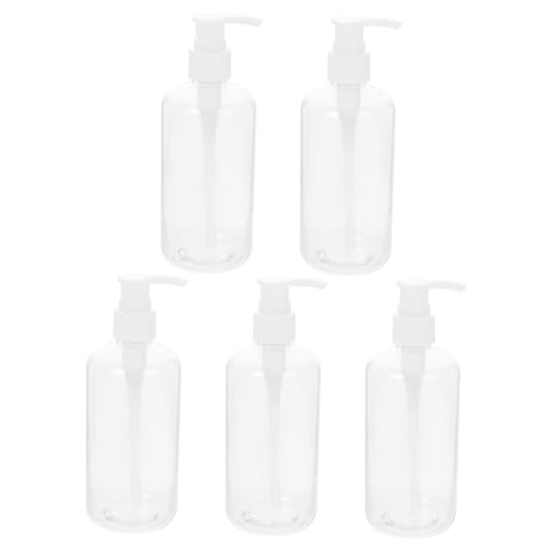 MOTHNUR 5 Piezas Botellas Dispensadoras de Loción Transparentes con Bomba para Champú y Gel Corporal Pack de Unidades Reutilizables y Recargables Diseño Ligero y Duradero para Cuidado