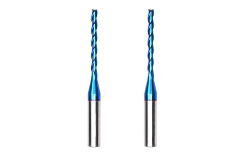 DashHound 2PCS BRF322 CNC Solid Carbide Router Bits 1/8 inch Cutting Dia 1/4 inch Shank Spiral Solid Carbide End Mill with NACO Coating for Wood Cut Carving Engraving