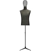 IUokLU Mannequin Tailors Display Manikin Body Black Male Adjustable 140-190cm Tripod Stand Tailors Dummy Wire Hollow Head For Jewelry Display Mannequin Body Torso Dress Form