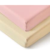 QUENESS 2 Pack Fitted Crib Sheets 100% Cotton, Cotton Jersey Baby Fitted Sheet for Standard Crib ...