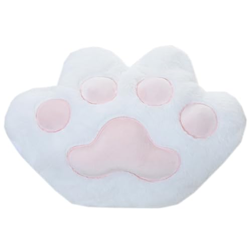 Cute Cat's Paw Plush Pillow Cartoon Warm Hand Pillow Nap Sleeping Pillow Soft Waist Back Cushion Plush Hugging Pillow (White, 40×35cm/15.7