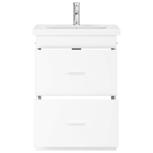 Mueble de lavabo de madera blanco de 61 x 40 x 84,5 cm con espacio de almacenaje 3